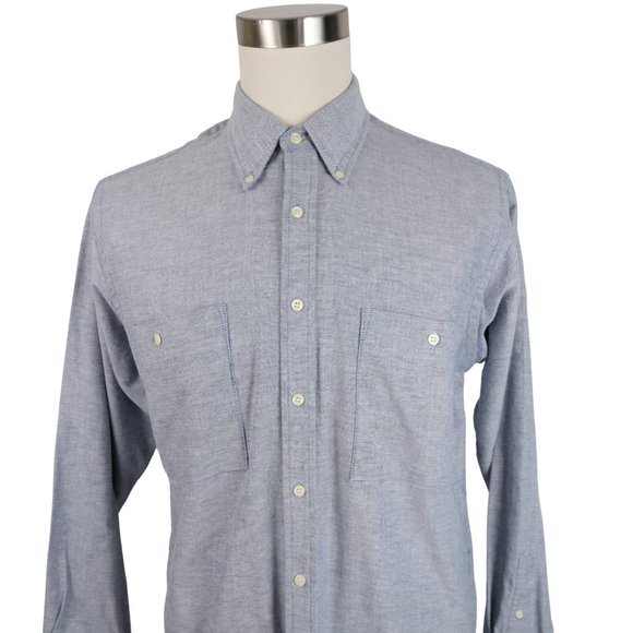 Vintage Botany 500 Men's L 16-16.5 Chambray Button Down Single Needle Tailoring - Picture 1 of 13